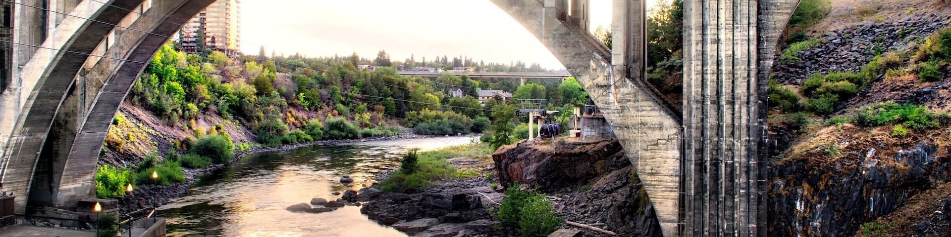 Beautiful park over looking Spokane Falls.