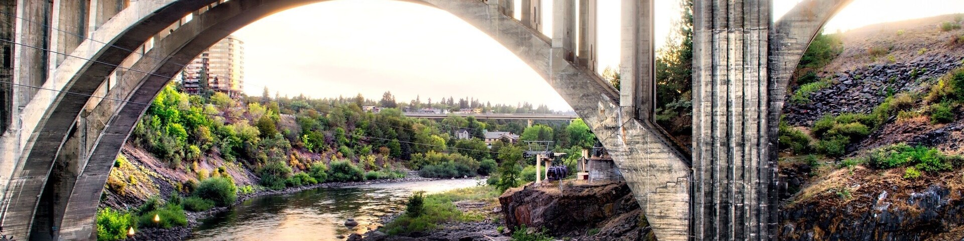 Beautiful park over looking Spokane Falls.