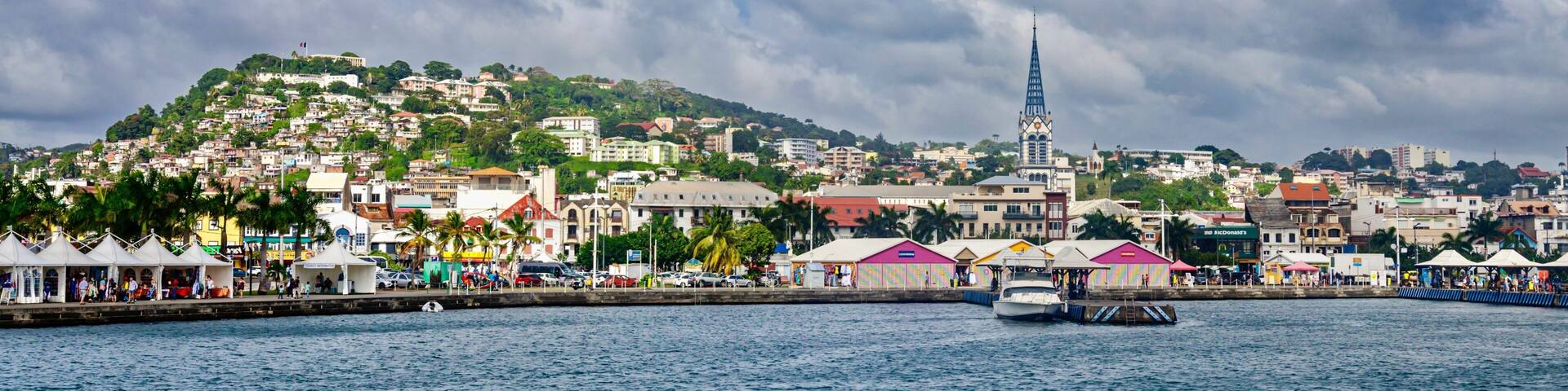 Bridge against the beautiful cityscape of Georgetown in Guyana
