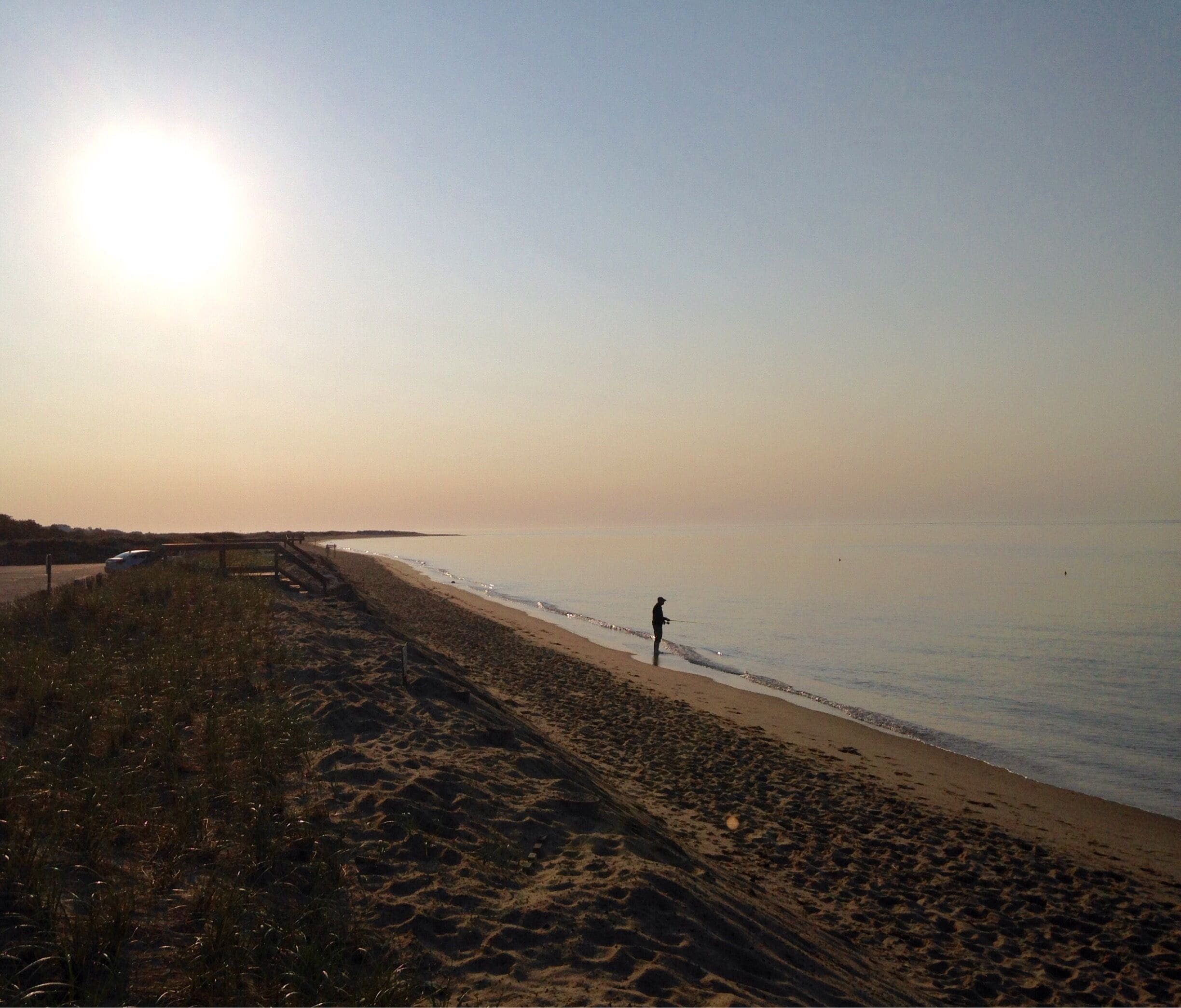 Morning light.  The lone fisherman