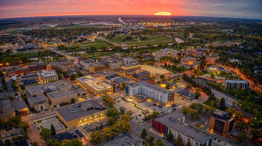 Aerial View of a Sunrise over Grand Forks, North Dakota