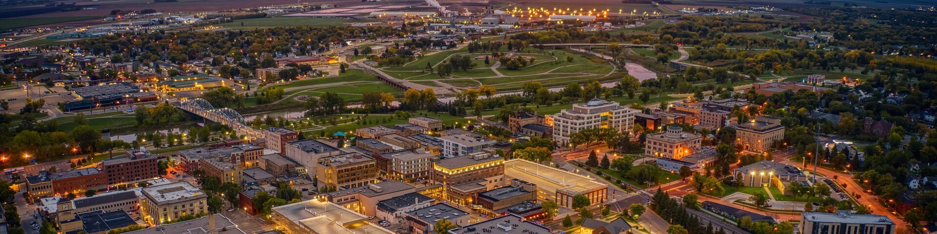 Aerial View of a Sunrise over Grand Forks, North Dakota