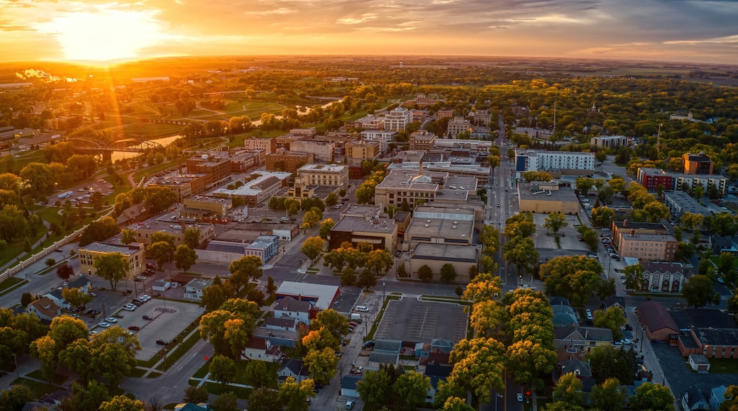 Aerial View of a Sunrise over Grand Forks, North Dakota