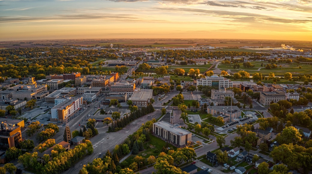 Aerial View of a Sunrise over Grand Forks, North Dakota