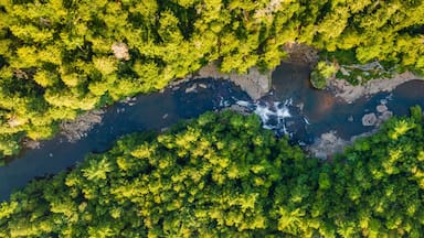 Aerial view of the Youghiogheny River in McHenry Maryland, United States.