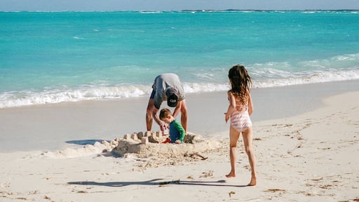 35mm film photo of family on beach vacation in the Bahamas