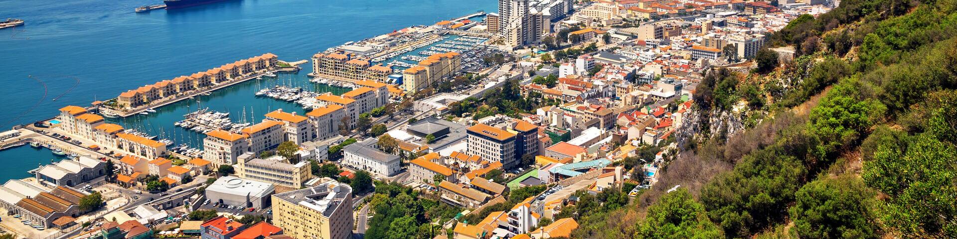 View from the top of the rock of Gibraltar on the city. ; Shutterstock ID 380668282