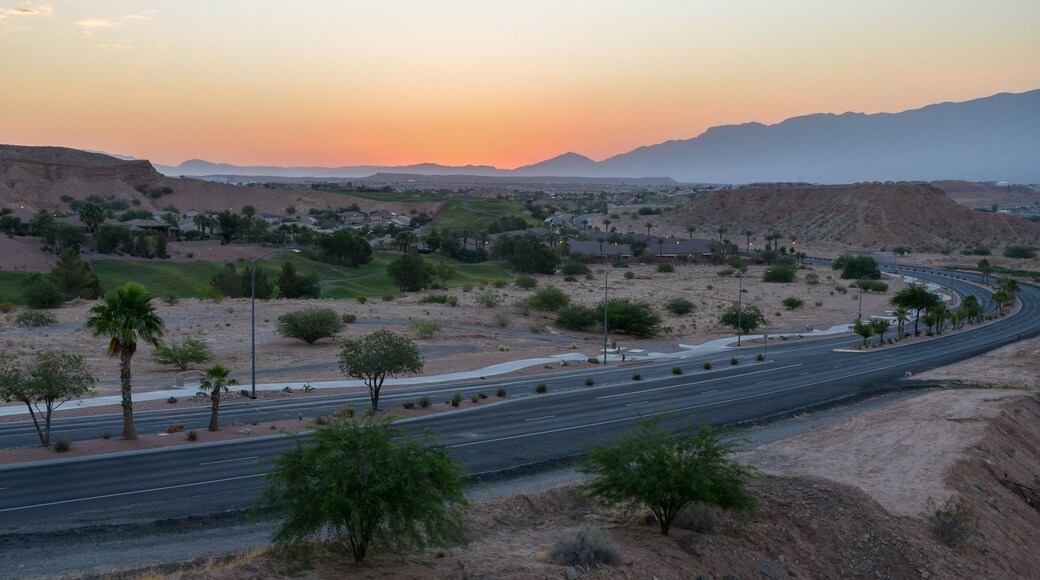 Virgin Mountains at sunrise view from Pioneer Boulevard in Mesquite, NV