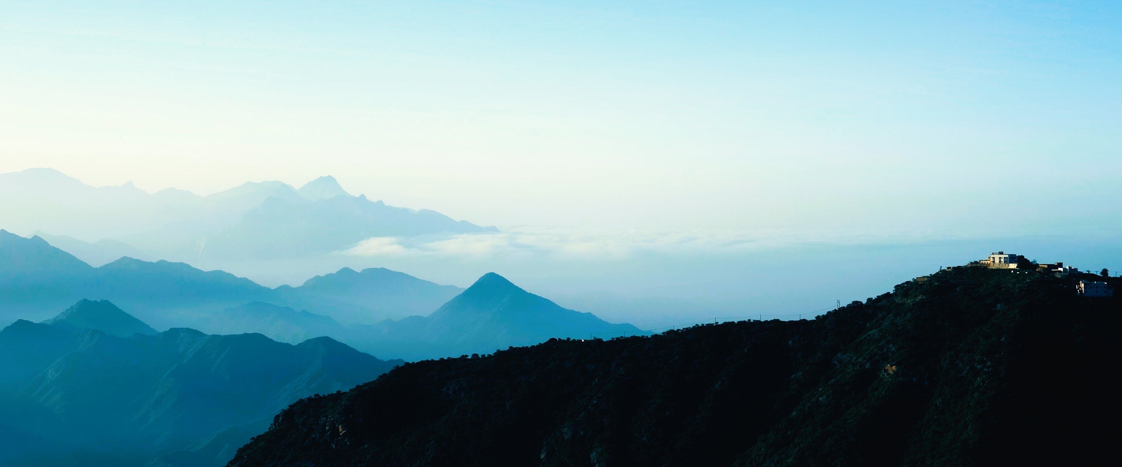 Landscape image of mountains in blue hour. An image from Faifa, Saudi Arabia.