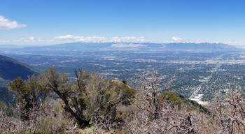 Panoramic view of Salt Lake City, Great Salt Lake and Oqquirh Mountains
