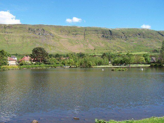 Lennoxtown Dam, East Dunbartonshire, with the Campsie Fells behind