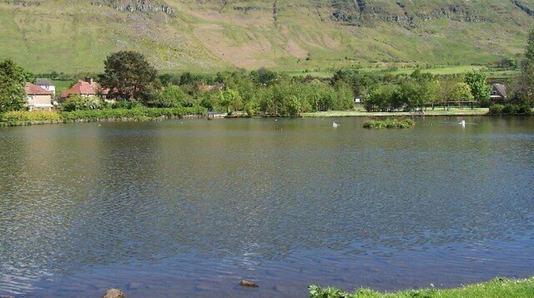 Lennoxtown Dam, East Dunbartonshire, with the Campsie Fells behind