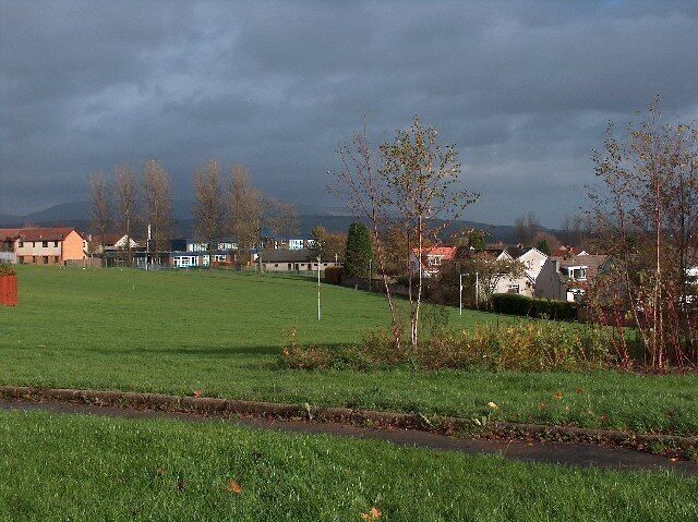 Baljaffray Primary School, South Baljaffray, Bearsden, East Dunbartonshire, Scotland. Primary school in South Baljaffray Housing estate, Bearsden, East Dunbartonshire, Campsie Fells in the distance. Early afternoon.
