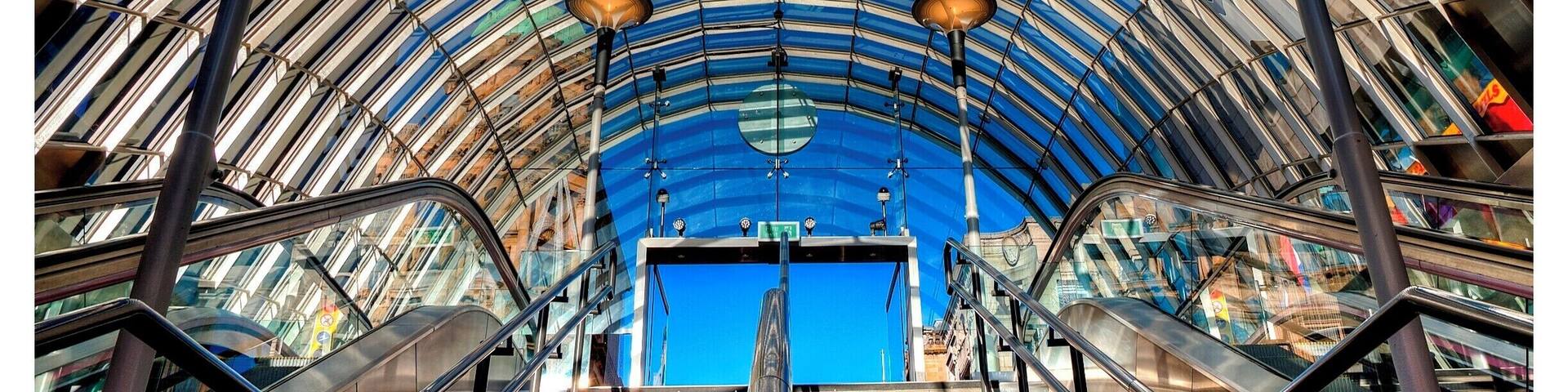 this is the entrance to St Enochs underground station adjacent to teh shopping centre