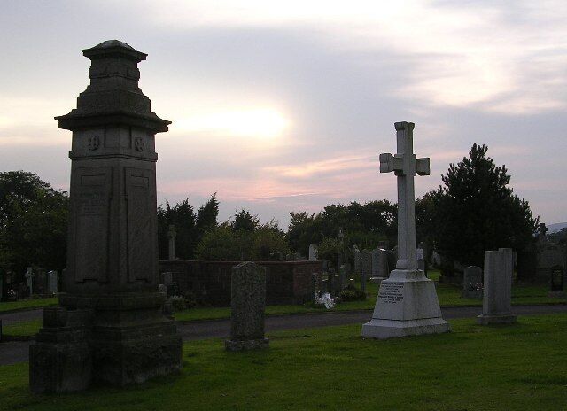 Sunset at Hillfoot Cemetery, Bearsden.