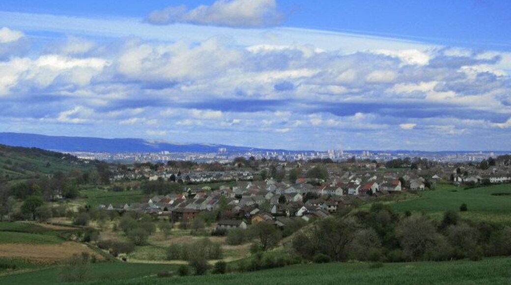 View over Neilston, Glasgow beyond.