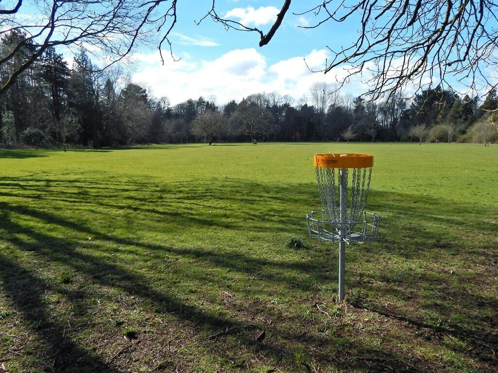 Rosshall Park. The nearby object is for a flying disc game; there are several of them around the park.