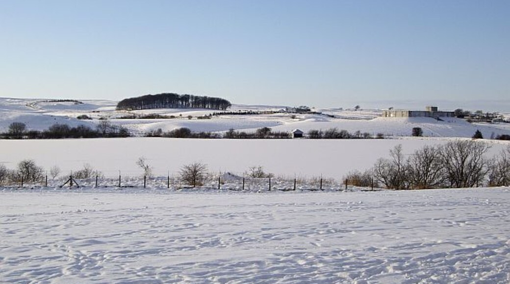 Picketlaw Reservoir in Winter A blanket of snow has covered the frozen water of Picketlaw Reservoir.