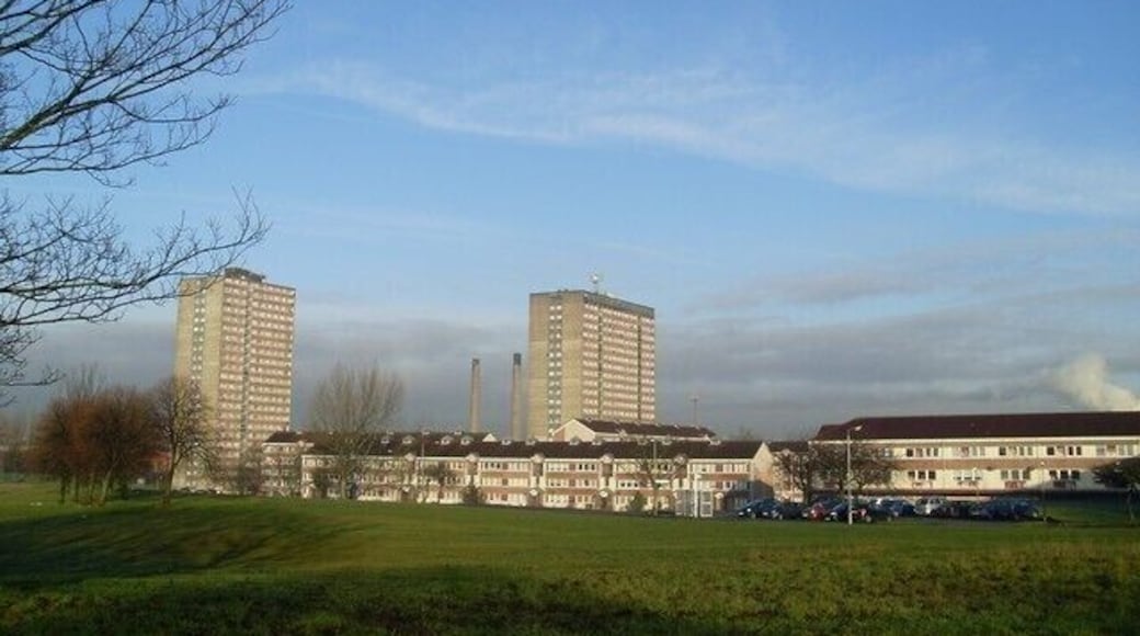 Highrise flats in Prospecthill Viewed from Prospecthill Road. This housing scheme was the location for a Sony Bravia television advert - in which several paint cans exploded to Gioachino Rossini's The Thieving Magpie - although the exact buildings used for the advert have since been demolished.