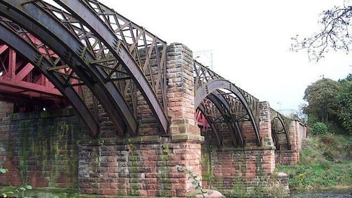 Railway Bridge at Uddingston the down stream half carries the present railway and the upstream half, shown here, is disused.