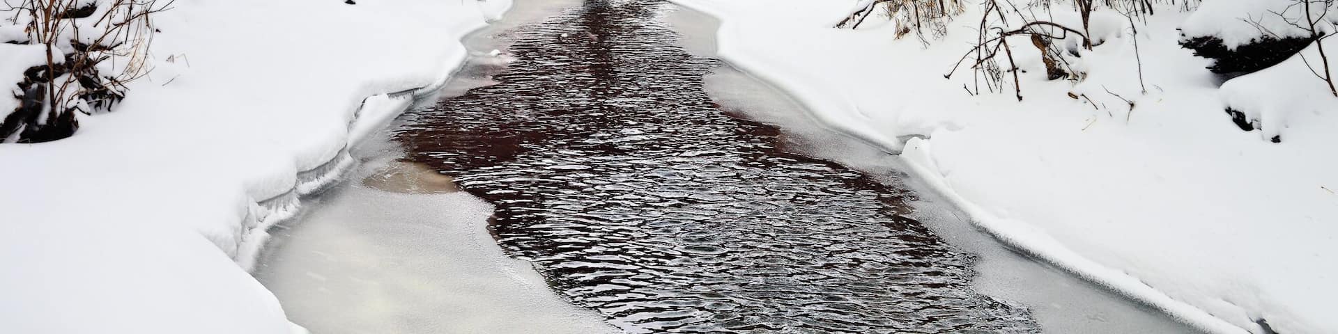 A short distance out of the small city of Milton, WI is a neat old wood covered bridge. It provides a little used road over a small meandering stream. On this Winter day we received over a foot of snow. The white flakes and the red bridge created one of my favorite Americana photos. The tree lined snowy path provides a surreal and wintery feel.