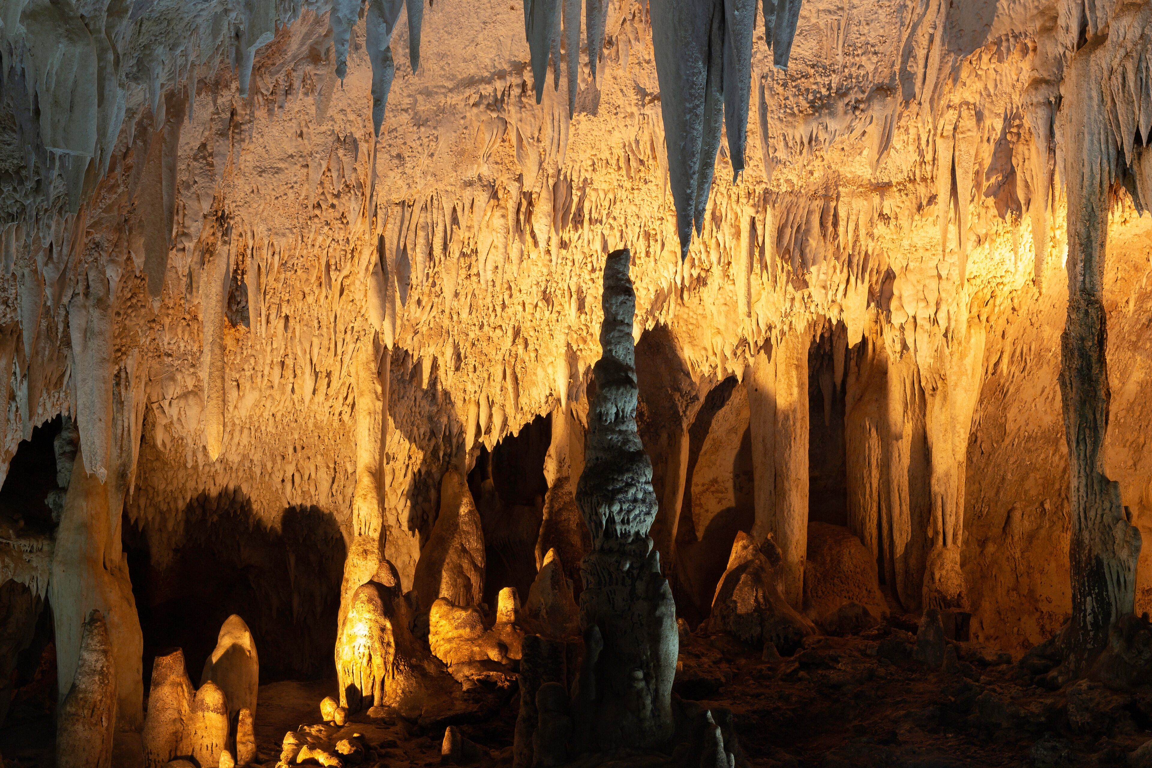 stalagmite and stalactite at cave