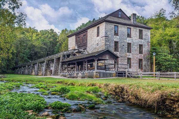 Working grist mill at Spring Mill State Park.