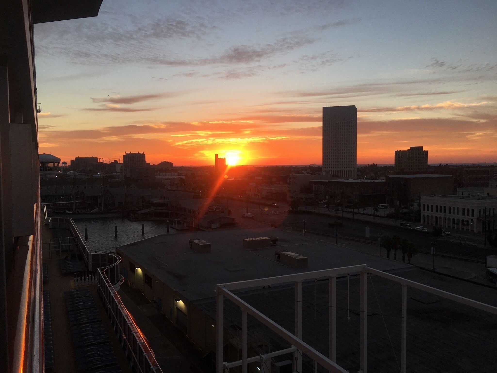 Early morning sunrise from the Galveston, TX cruise port. 