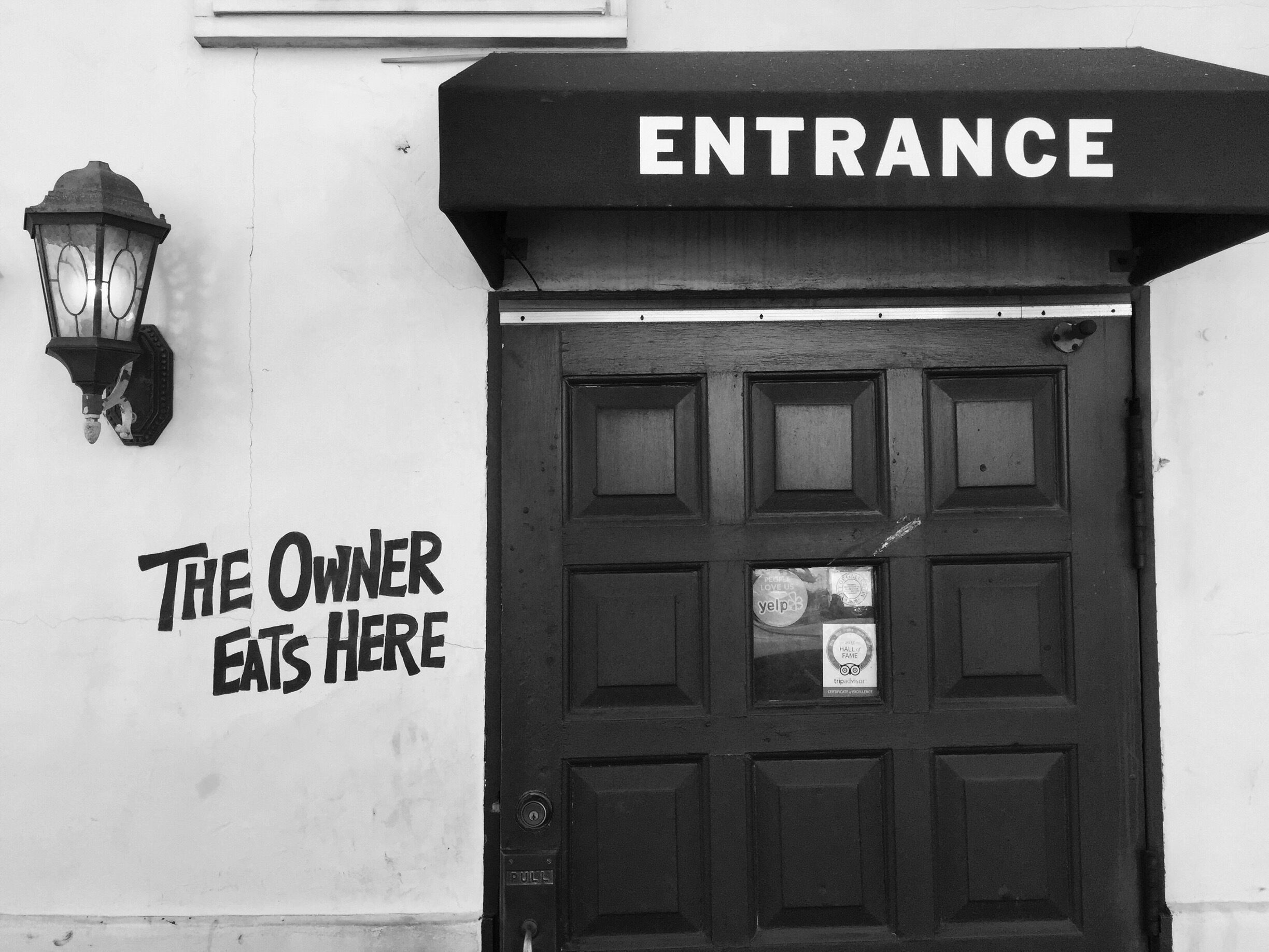 The Owner Eats Here. The Original Mexican Cafe, Galveston, Texas. Tasty Tex-Mex, light, crispy chips, tangy salsa. Vegetarian options. 