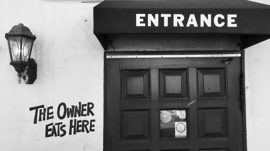 The Owner Eats Here. The Original Mexican Cafe, Galveston, Texas. Tasty Tex-Mex, light, crispy chips, tangy salsa. Vegetarian options.