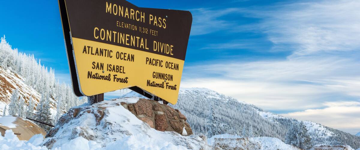 Monarch Pass Continental Divide Sign in Colorado