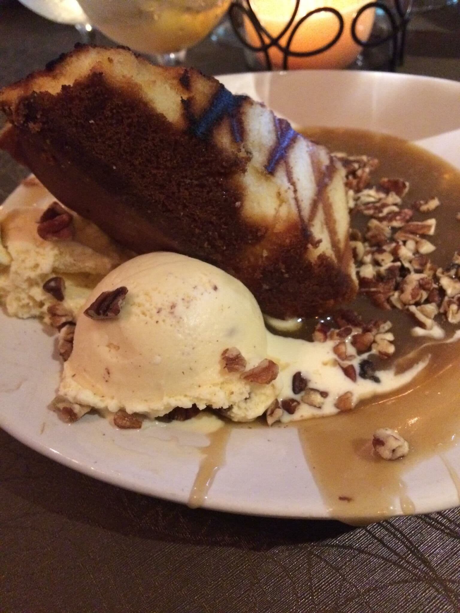 Grilled Pound Cake with Praline Ice Cream