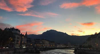 Mesmerising sunsets walking along the river. This city is surrounded by mountains but is surprisingly flat. Perfect if you're into hiking and alpine sports. Definitely recommend.
