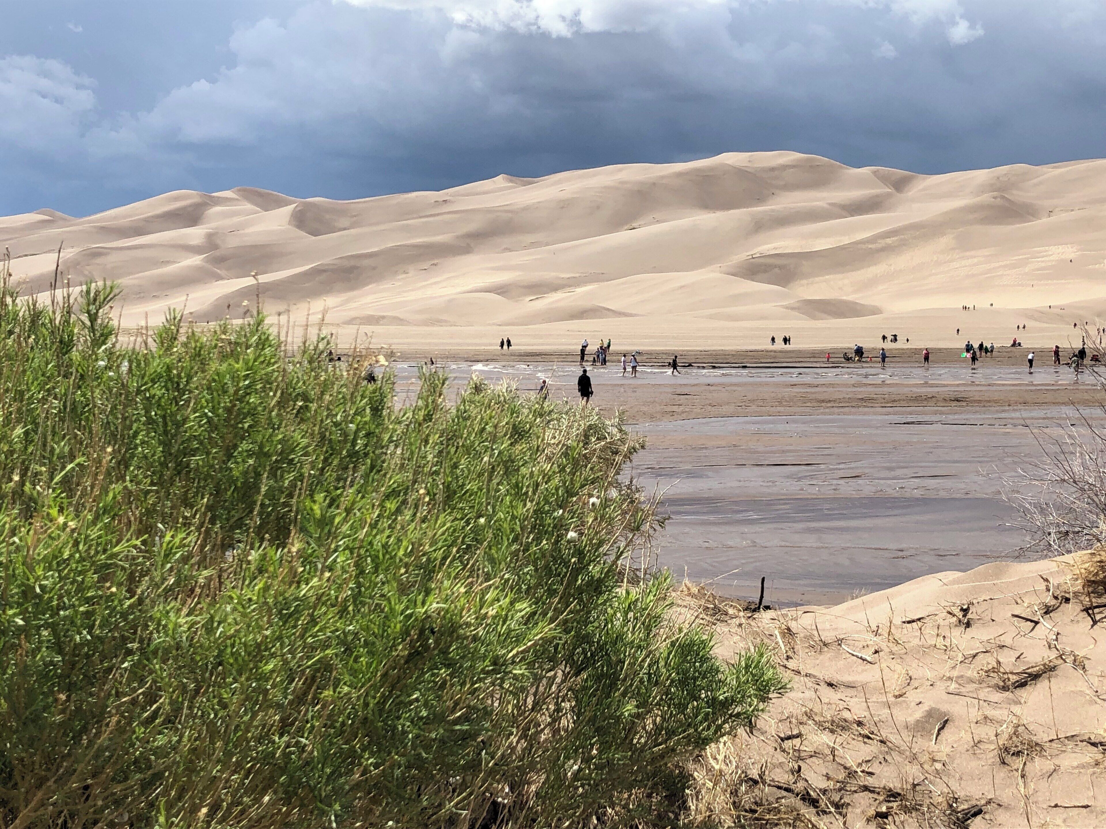 Stopped at Great Sand Dunes National Park Visitors Center and take a few photos of the Highest Dunes in America. The sand dunes are over 750 feet high and the surrounding peaks over 12,000 feet.