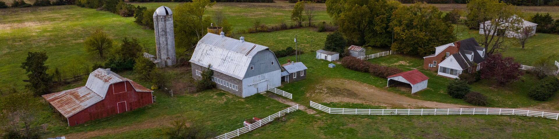 OCTOBER, 2022, THORNBURG, VA., USA - farm, barns and silos dot the Viriginia landscape near where Stonewall Jackson died