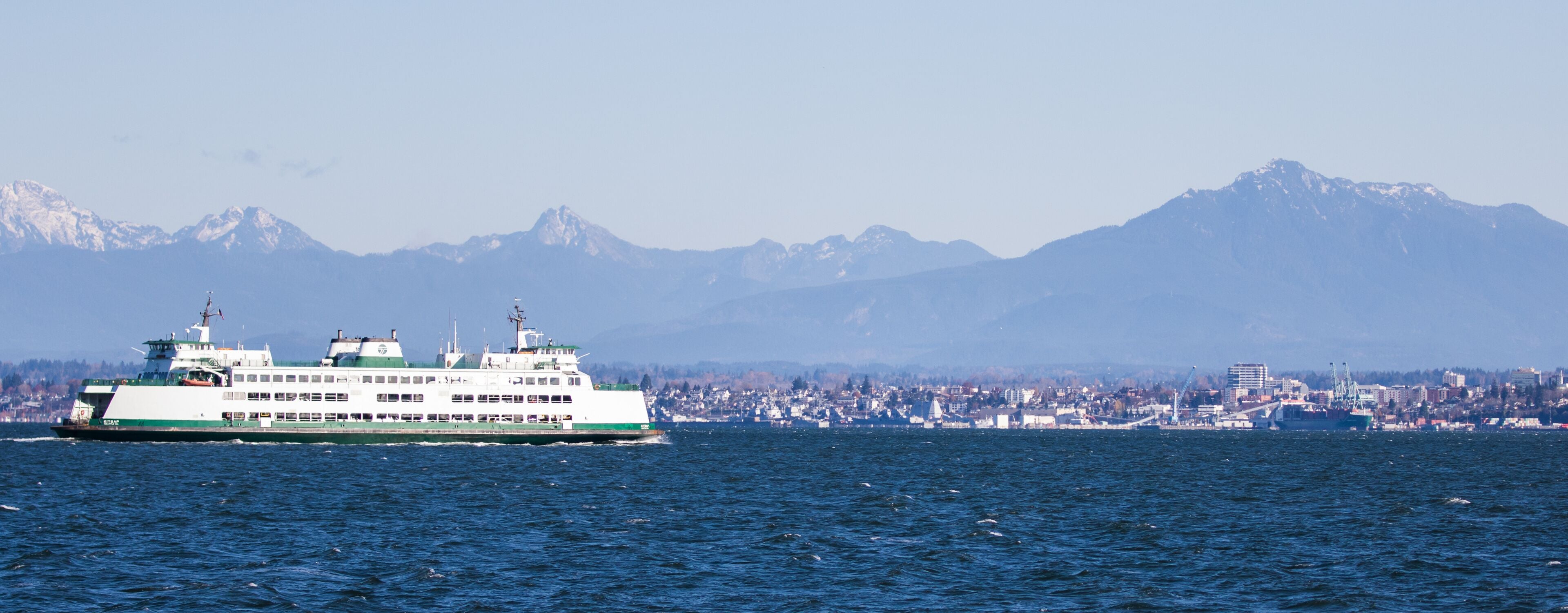 Washington State Ferry Passes By Everett on the Way to Mukilteo