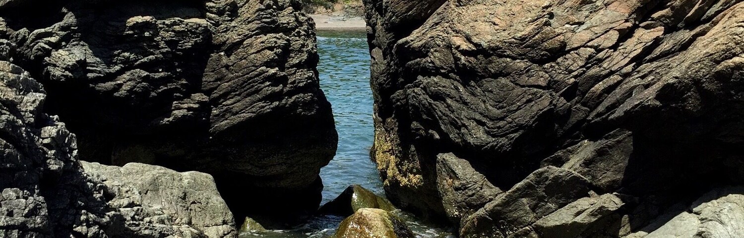 Playing on the rocks around the beach