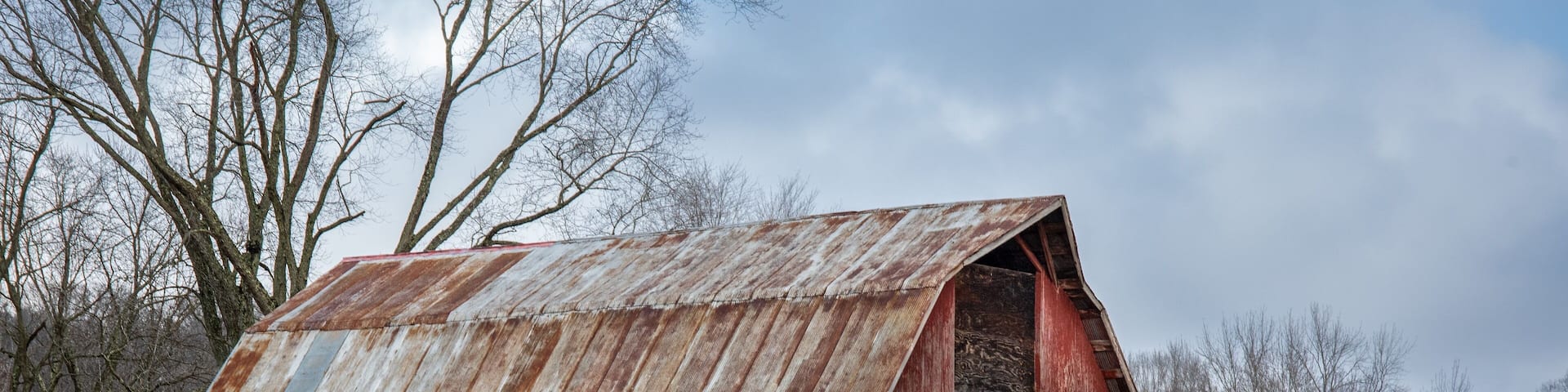 The reflections of an old barn.