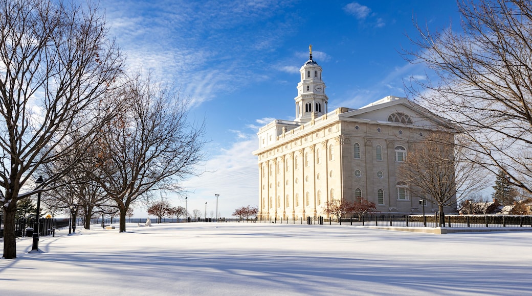 Nauvoo IL temple with snow