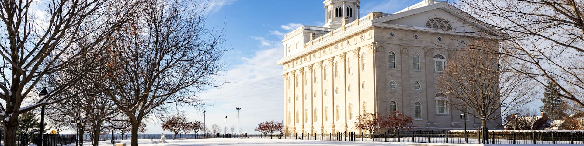 Nauvoo IL temple with snow