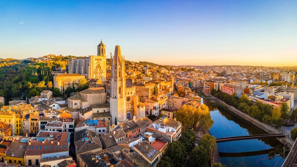 Aerial view of Girona, a city in Spain’s northeastern Catalonia region