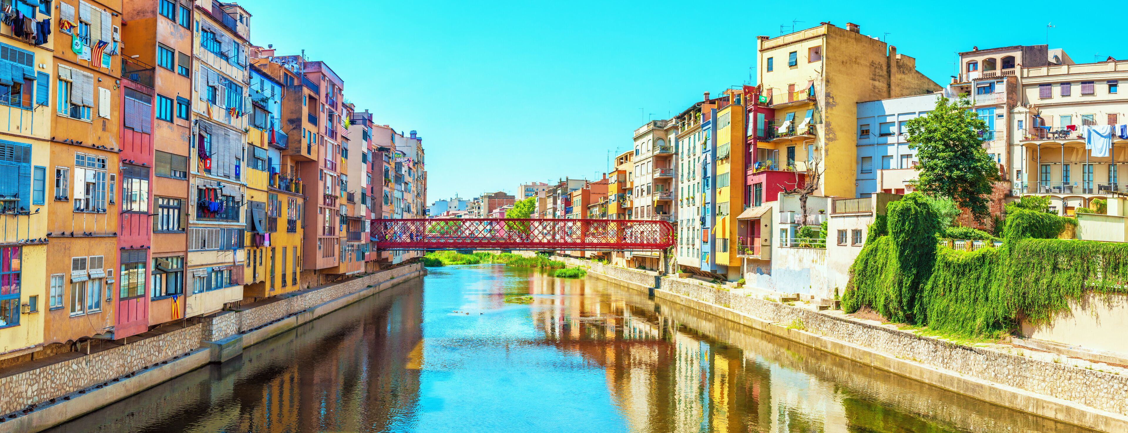 Colorful houses at river Onyar in Girona, Catalonia Spain