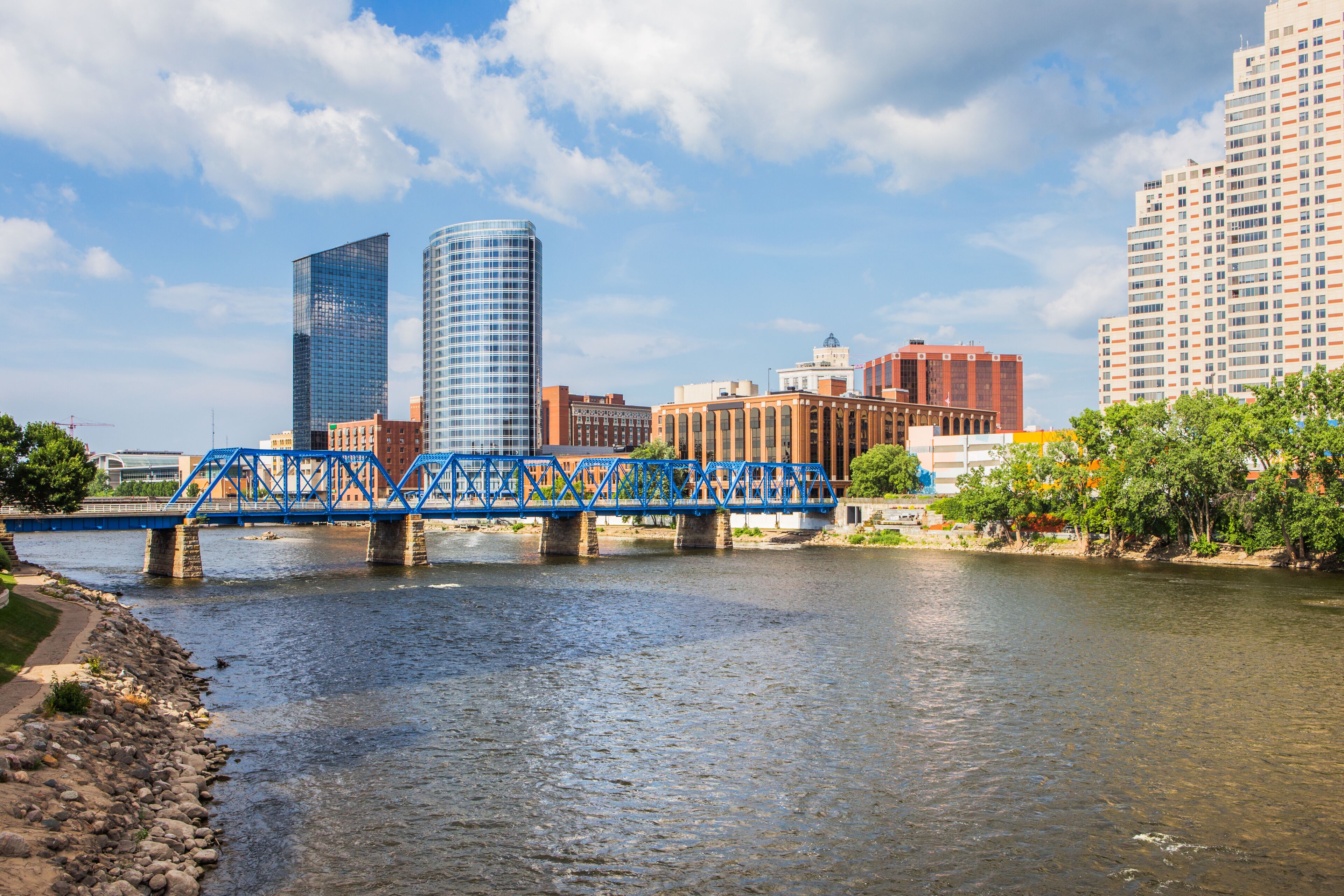 Downtown Grand Rapids Michigan view from the Grand River