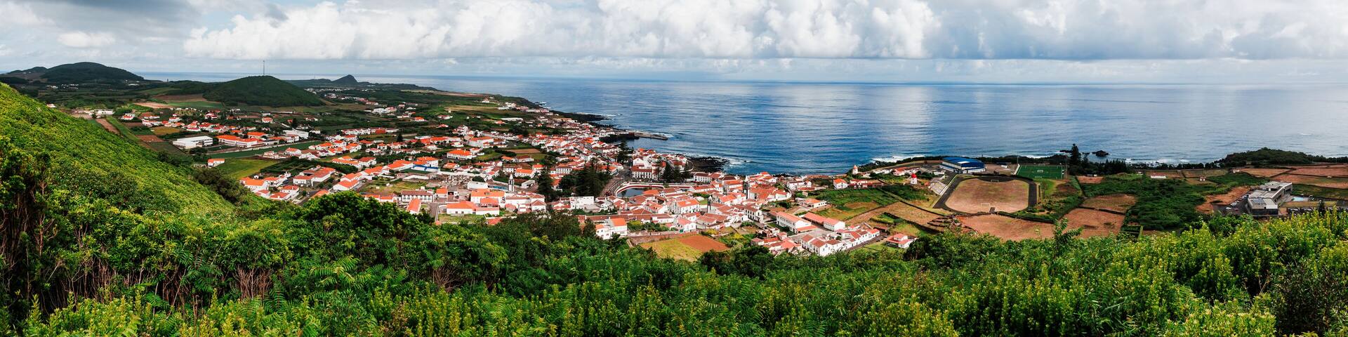 Landscapes at Graciosa Island, Azores travel destination, Portugal.