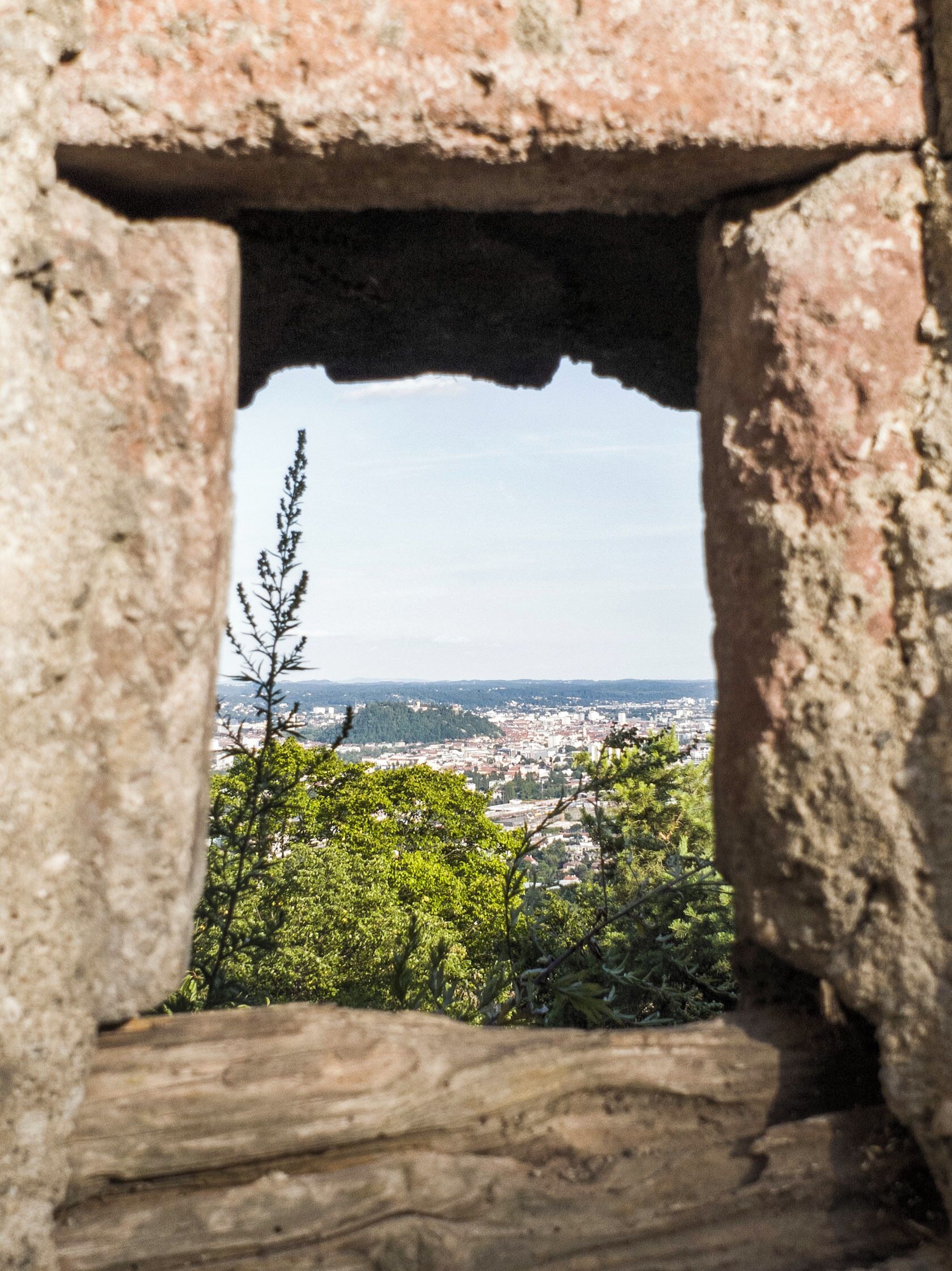 Shot through a small window with a nice view on Graz, Austria.
