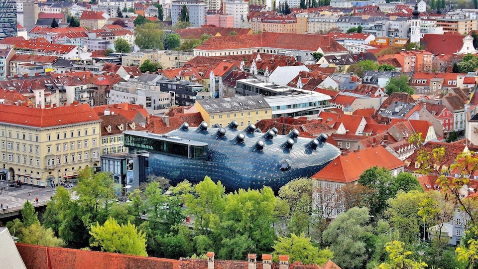 View from a hill where Clock Tower is! Knusthause and #red roofs in Graz.
#TroveonTuesday
#Austria
#Trovember