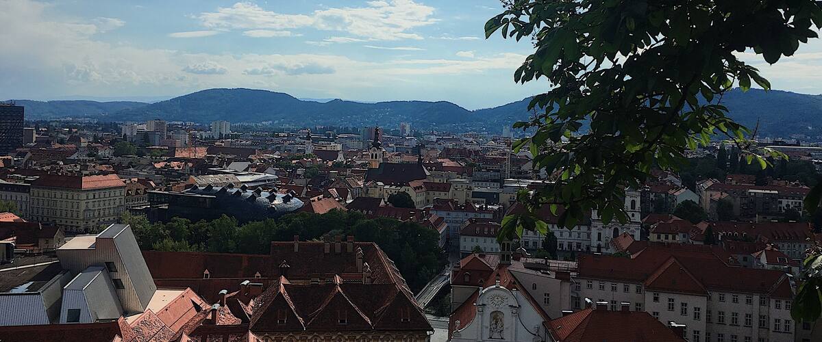 The view of Gratz from the Clock Tower on a warm summer day