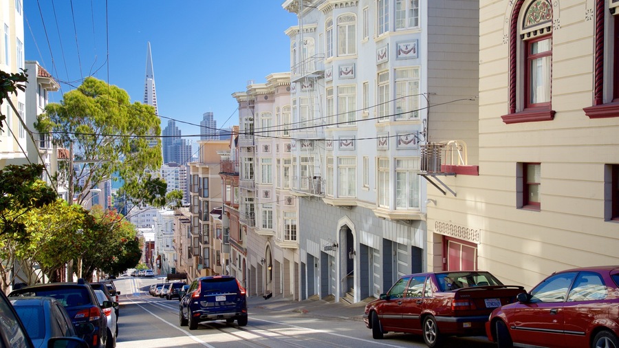 Nob Hill featuring street scenes