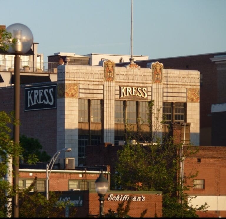 Sunrise at Greensboro downtown from the Amtrak station