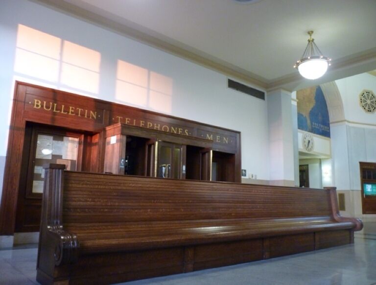 Amtrak station,yes they still have the old public phones
